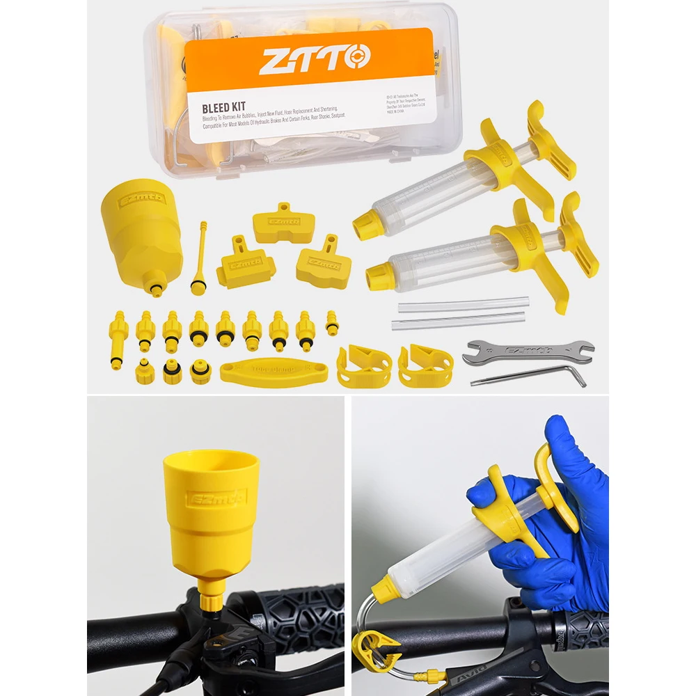 ZTTO Fiets Schijfrem Ontluchtingsset Universele MTB Hydraulische Remolie Tool met Metalen Fittingen Fietsen Onderhoudsapparatuur
