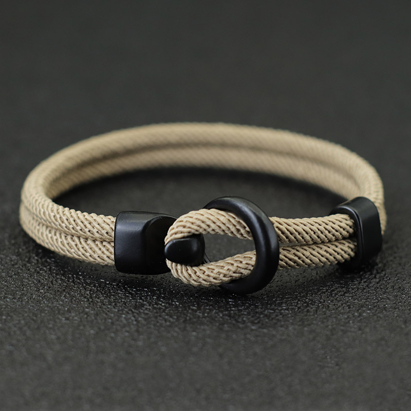 Pulsera de cuerda de para hombre, pulsera de doble capa para acampar al aire libre, accesorios para hombre, brazalete de Paracord de supervivencia, para él: 20,5 cm / Zinc negro plateado
