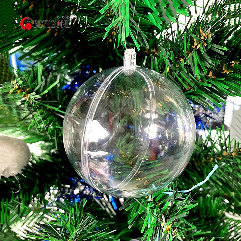 50 Stücke 70 MM 2,76 Zoll Weihnachtskugel Lob Klare Transparente Baumdekoration Kunststoff Leere Ornament Können Neujahr Öffnen