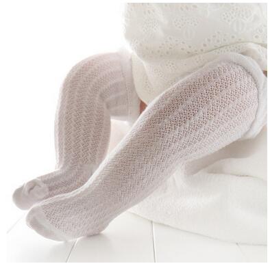 Zomer Dunne Baby Kind Losse Beenwarmers Mosquito Katoenen Baby Mesh Baby Knie Hoge Been Warm Meisjes Jongens Kousen: White 0to1year knee