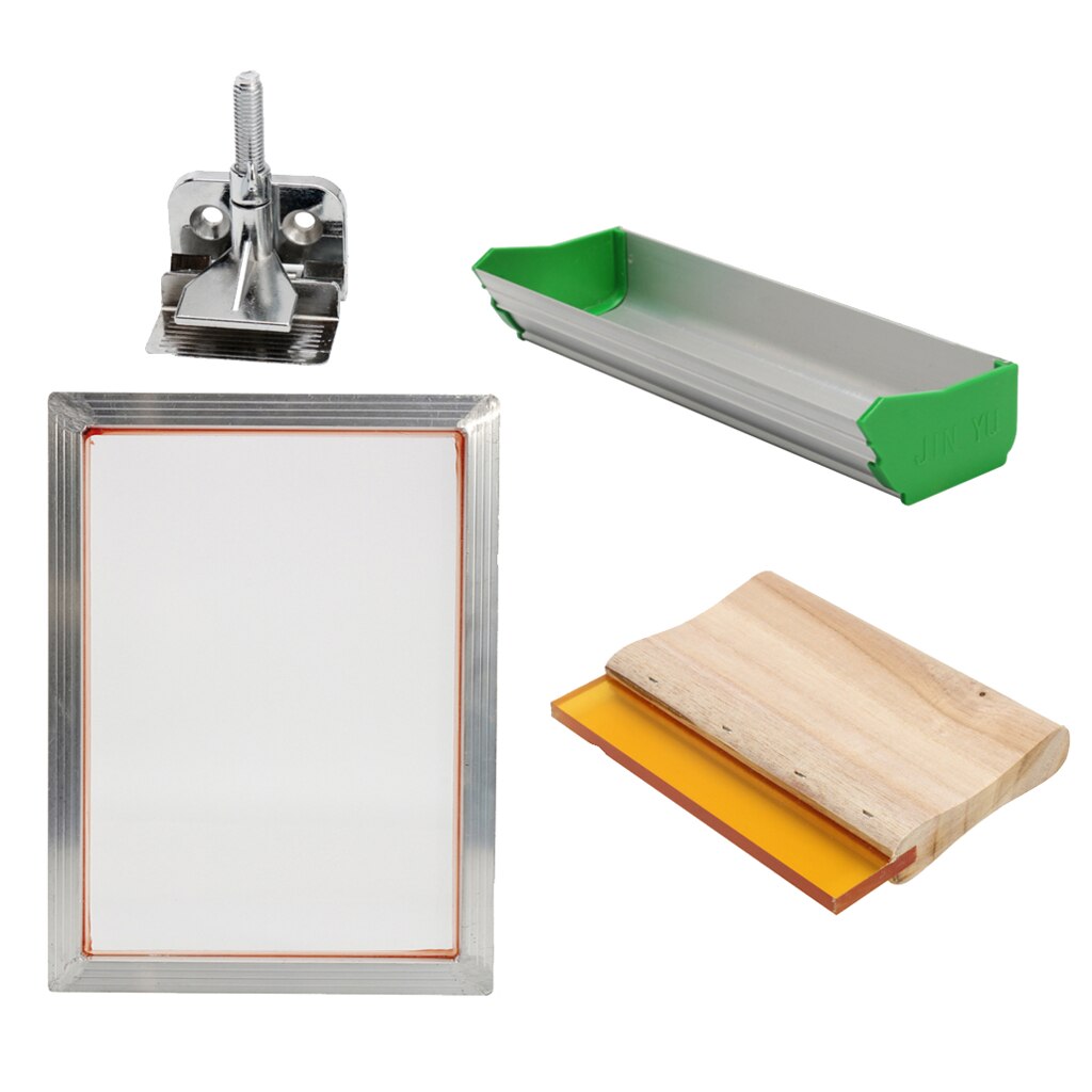 Silk Screen Printing Kit for T-Shirt DIY Screen Press Printer, Frame/Emulsion Scoop Coater/Squeegee/Clam