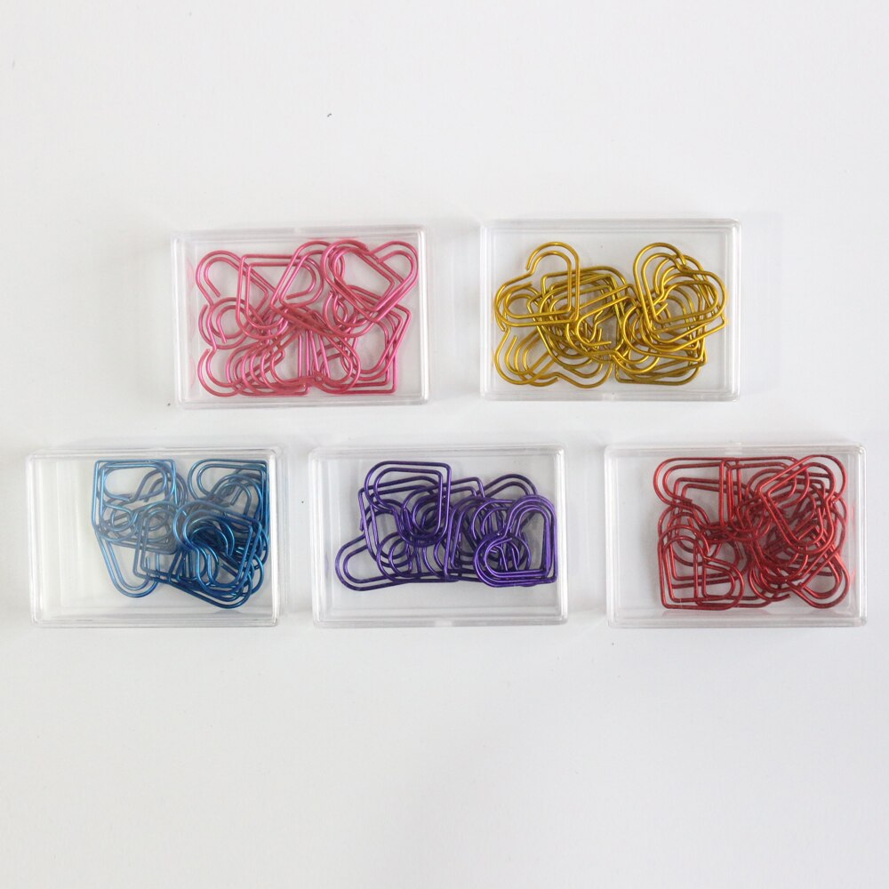 Domikee-marcapáginas con de corazón de amor, clips de papel para la escuela y la Oficina, 12 unids/caja, 5 colores,