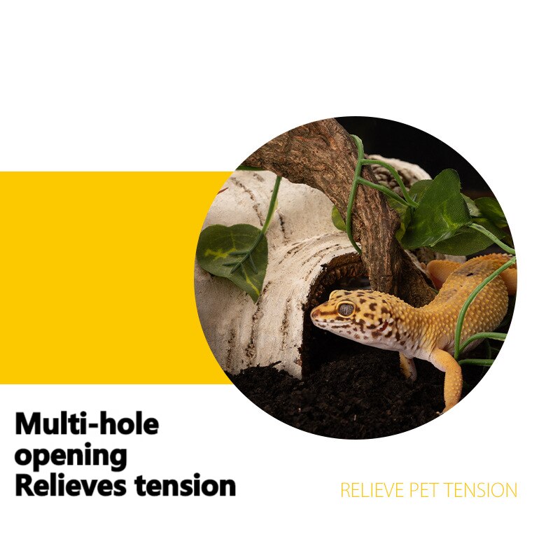 Reptile Habitat Resin Ornament Log Lizard Hideout Small Animal Cave Bark Bend Leopard Gecko Spider Snake Turtle Fish Shrimp