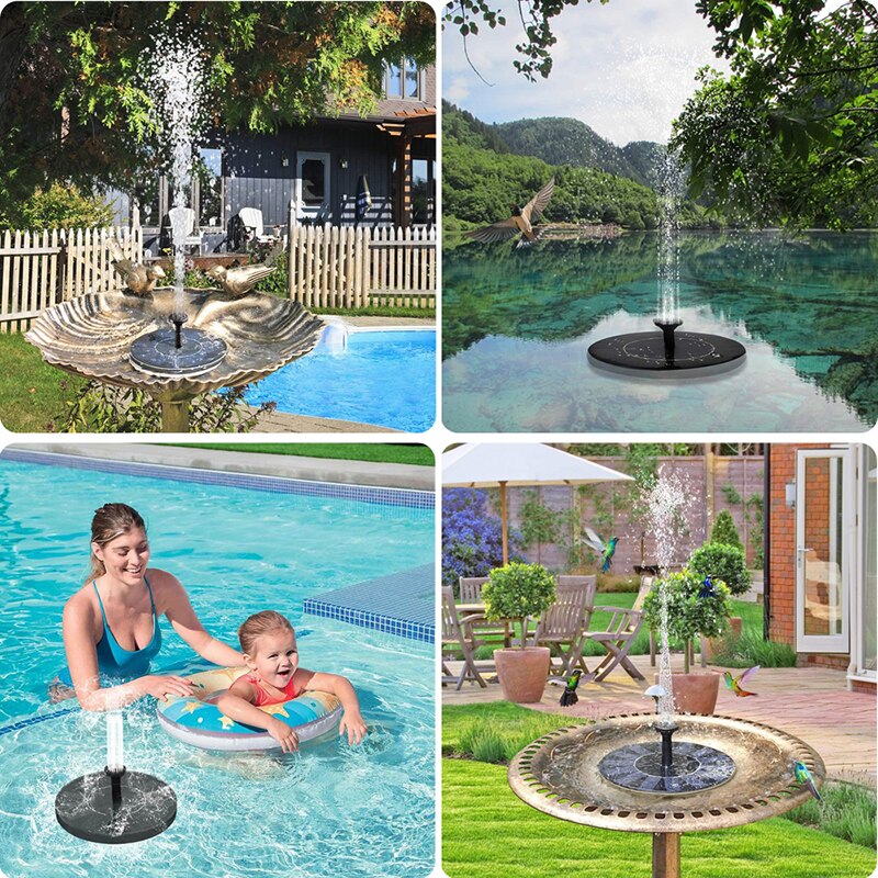 Mini Solar Powered Fountain Garden Pool Pond outdoor Solar Panel Floating bird bath Sprinkler Fountain Garden Decoration