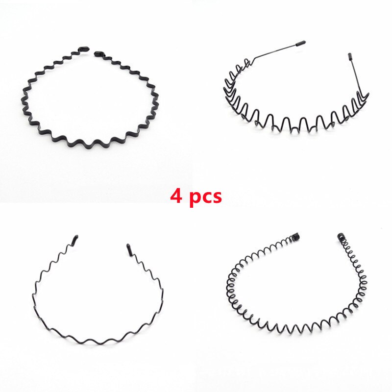 Herre pandebånd #39 jern stål bølger hårbånd tidevand mand hår bøjle ryghoved pandebånd sportsansigt vask hovedbånd hovedbeklædning: Stil -4