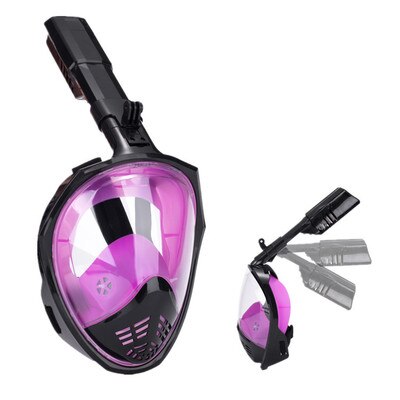 2022 Swimming Full Face Snorkeling Mask Adult Kids Underwater Scuba Anti Fog Snorkel Diving Mask Set Equipment: Purple / L/XL