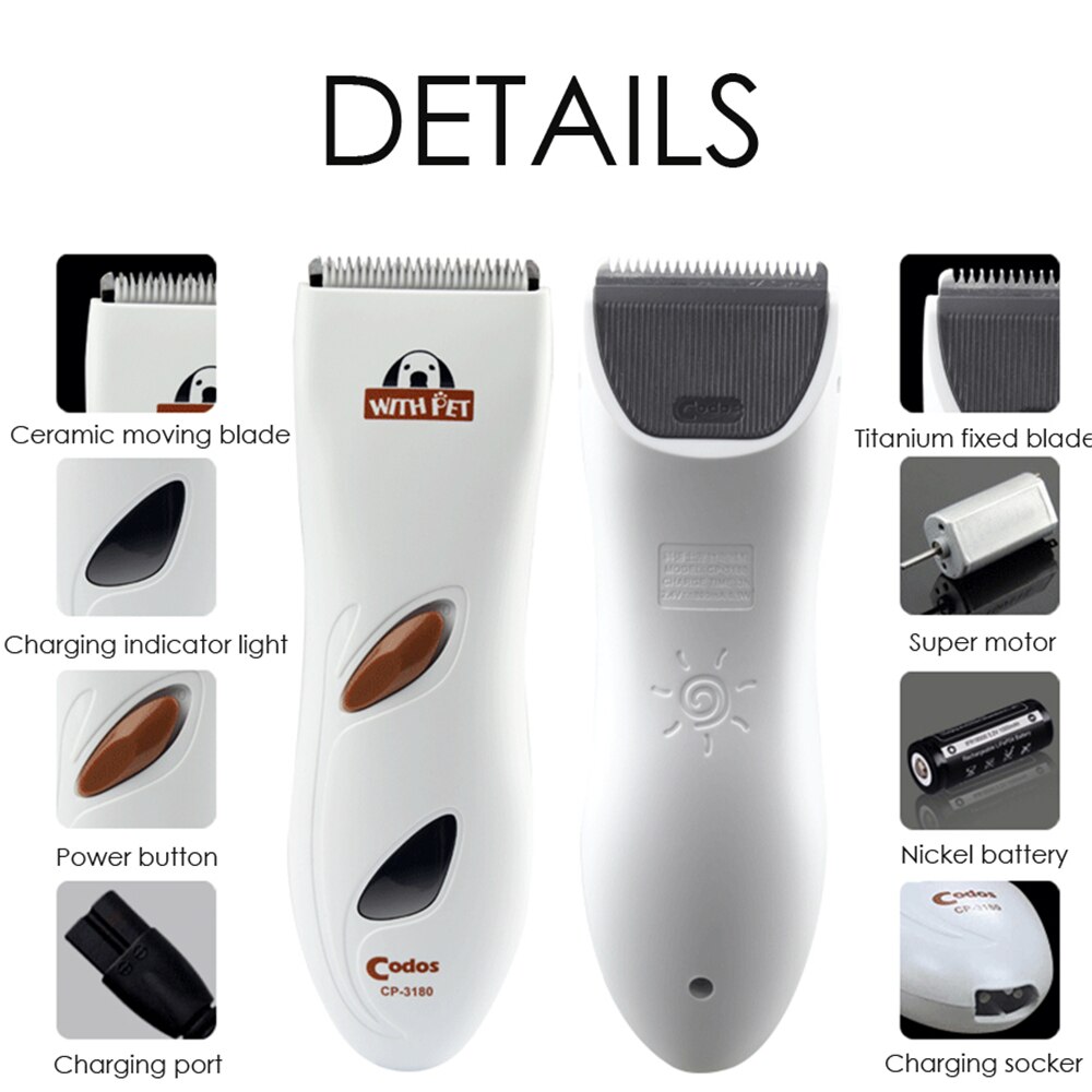 Codos CP-3180 Professionele Hond Haar Trimmer Pet Clipper Oplaadbare Elektrische Pet Trimmer Hond Grooming Clipper Kapsel Machine