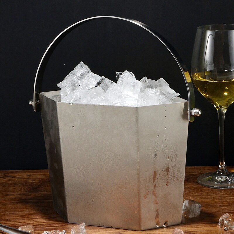 Stainless steel portable ice bucket with ice clip bar KTV beer red wine champagne ice bucket commercial ice bucket
