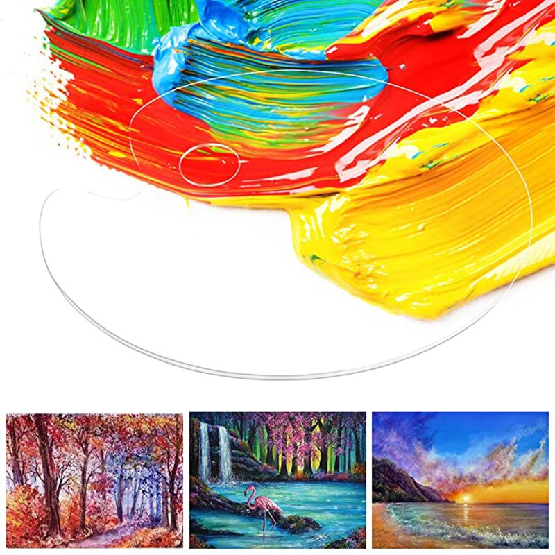 2pcs Clear Acrylic Paint Palette Paint Color Mixing Palette Pigment Tray Easy Clean for Oil Watercolour Gouache Painting Tools