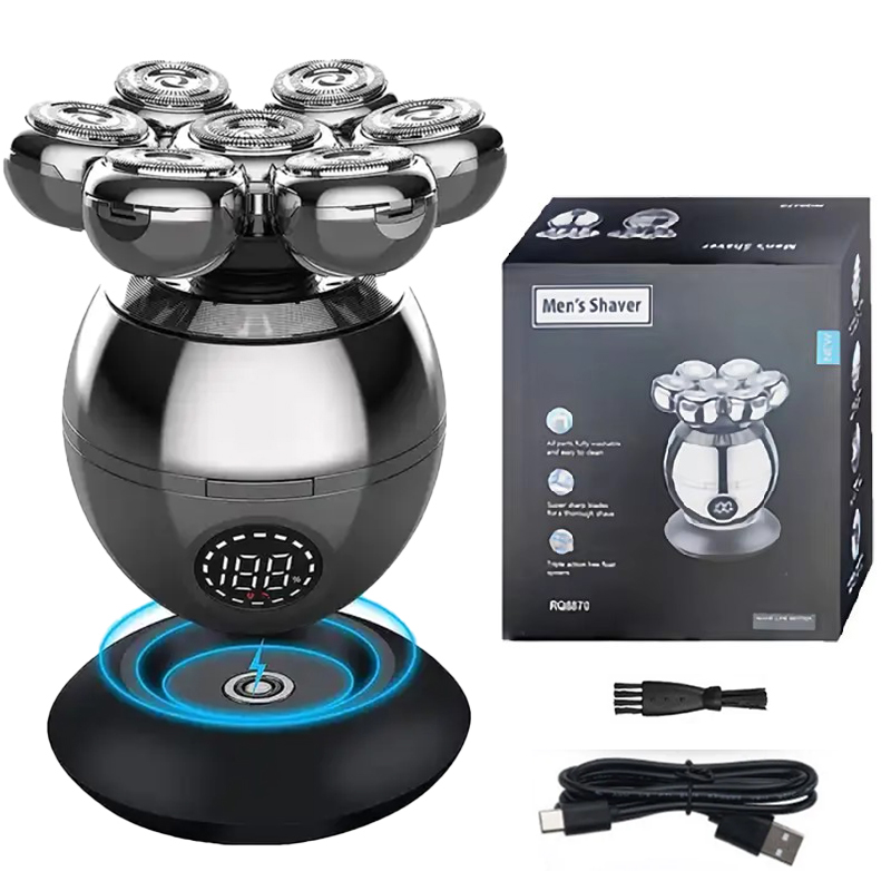 5-in-1-Elektrorasierer für Glatze Männer, 7D-Schwimmschneider, Bartschneider, Haarschneidemaschine, IPX5, wasserdicht, Rasieren, USB, kabelloses beladen: Gold