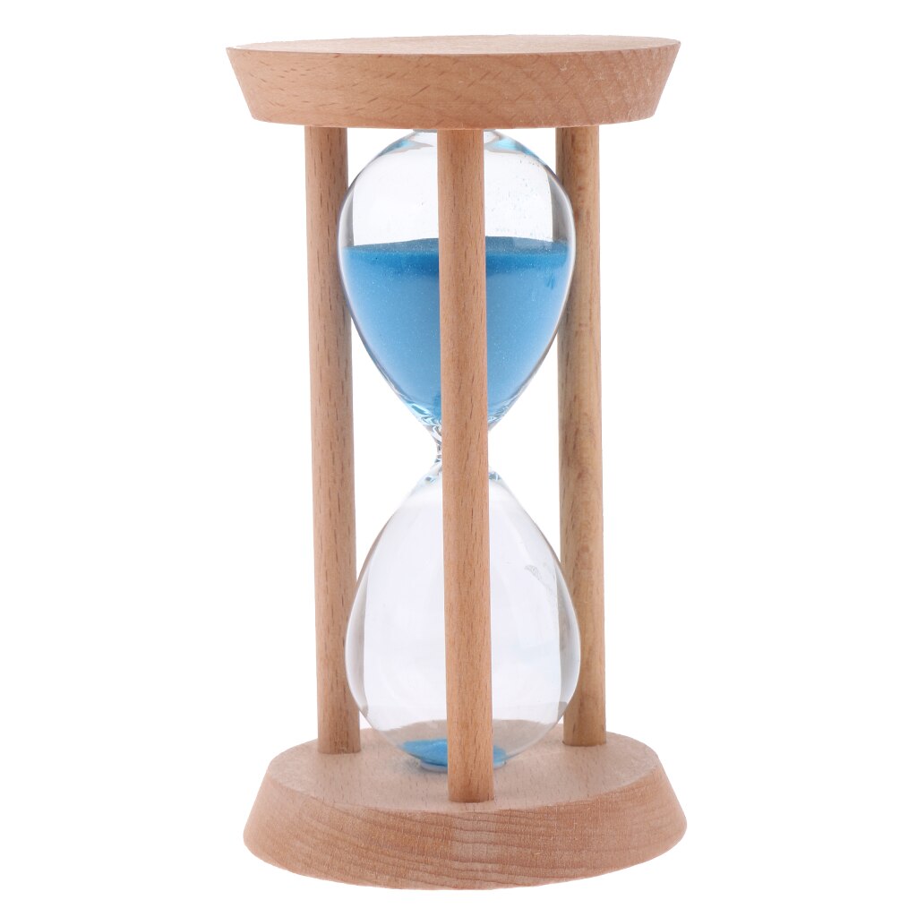 MagiDeal 30 Minutes Wooden Frame Sand Timer with Blue Sand Hourglass Home Decoration