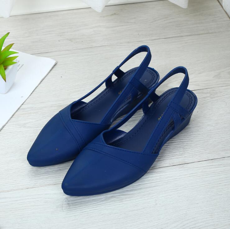 Eoeodoit jelly pumps sandaler sommer med kiler hæl vandsko kvinder sommer slip on spidse tå mid hæl sandaler pumps sko: Blå / 6