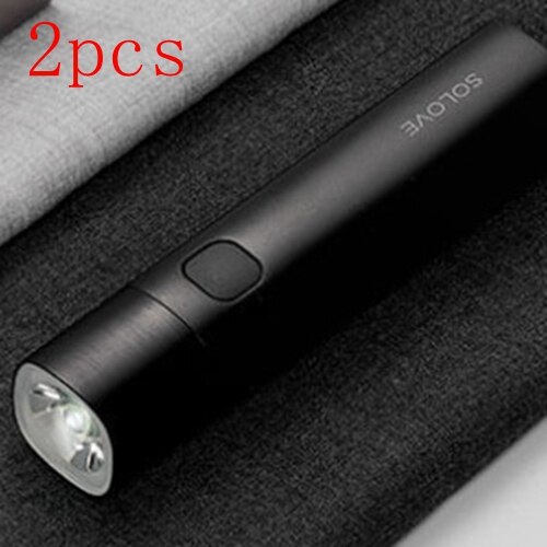 Youpin SOLOVE Taschenlampe X3 USB Typ-C Wiederaufladbare Elektrische Taschenlampe Helligkeit EDC Taschenlampe 3000mAh Energie Bank Mini LED taschenlampe: schwarz 2stck