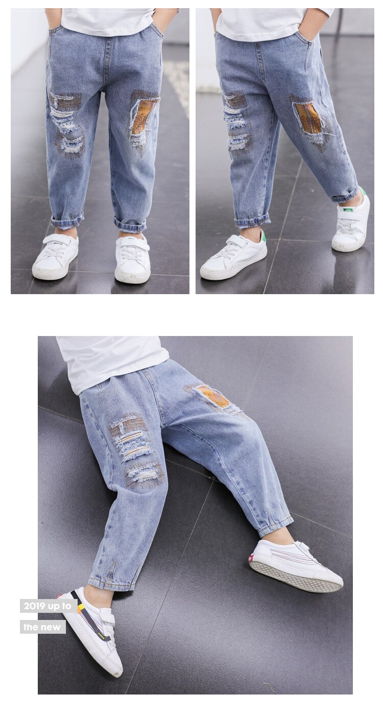 Denim pantalon enfants garçons jean automne 8 10 12 ans garçons pantalons enfants garçons trou jean