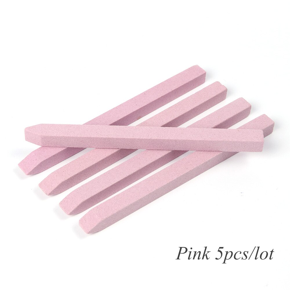 5 Pcs Nail File Cuticle Remover Nail Buffer Quartz Scrubs Steen Slijpen Staaf Gel Polish Manicure Nail Gereedschap JI1000: Pink