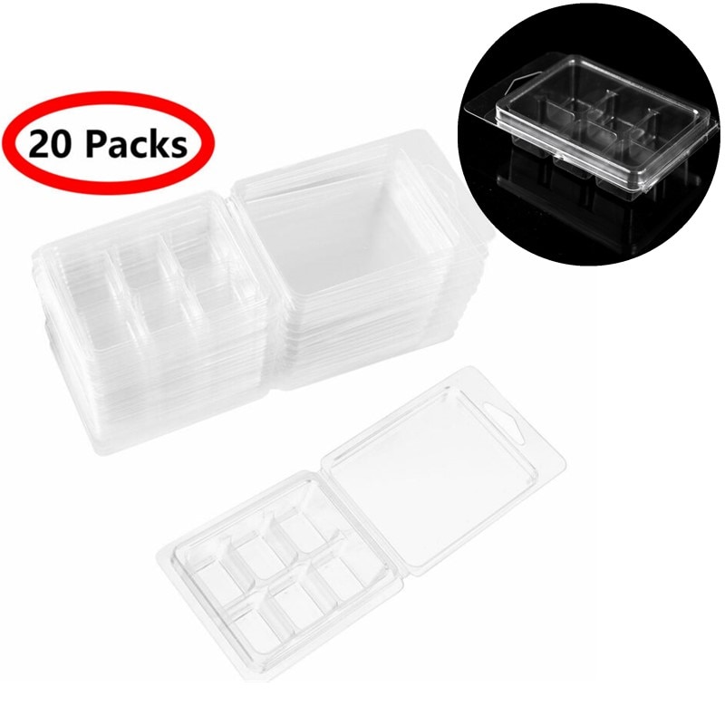 Recipientes de fusión de cera de 20 piezas, moldes de plástico transparente para velas sin mecha, moldes para velas de 8 ", cajas de fabricación de velas de cera sin mecha