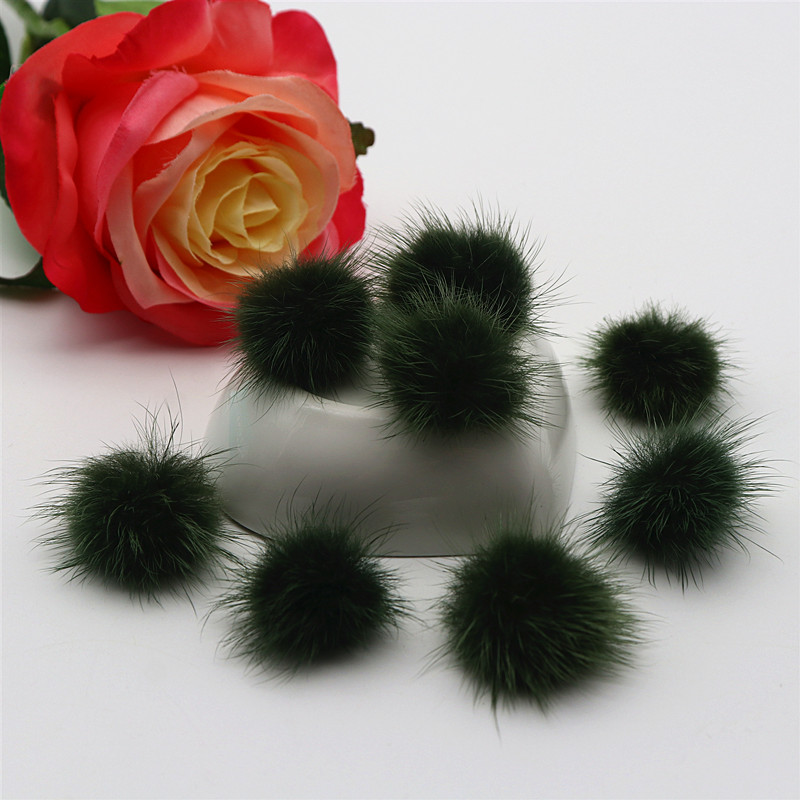 Pompones de visón coloridos de 25Mm, esponjosos de 2,5 cm, pendientes de sombreros, Llavero artesanal, materiales de joyería hechos a mano, 10 Uds.: Grey
