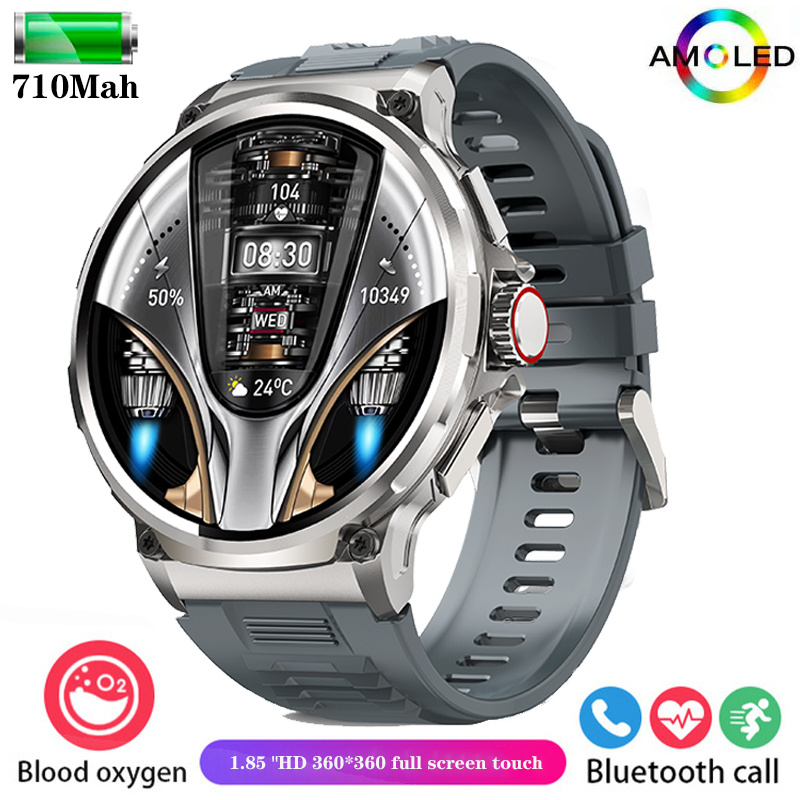 Nowy 1.85 ultra HD Bluetooth połączenie sprytny zegarek mężczyźni sport zdatność tor pulsometr 710mAh Smartwatch dla Huawei Xiaomi: czarny