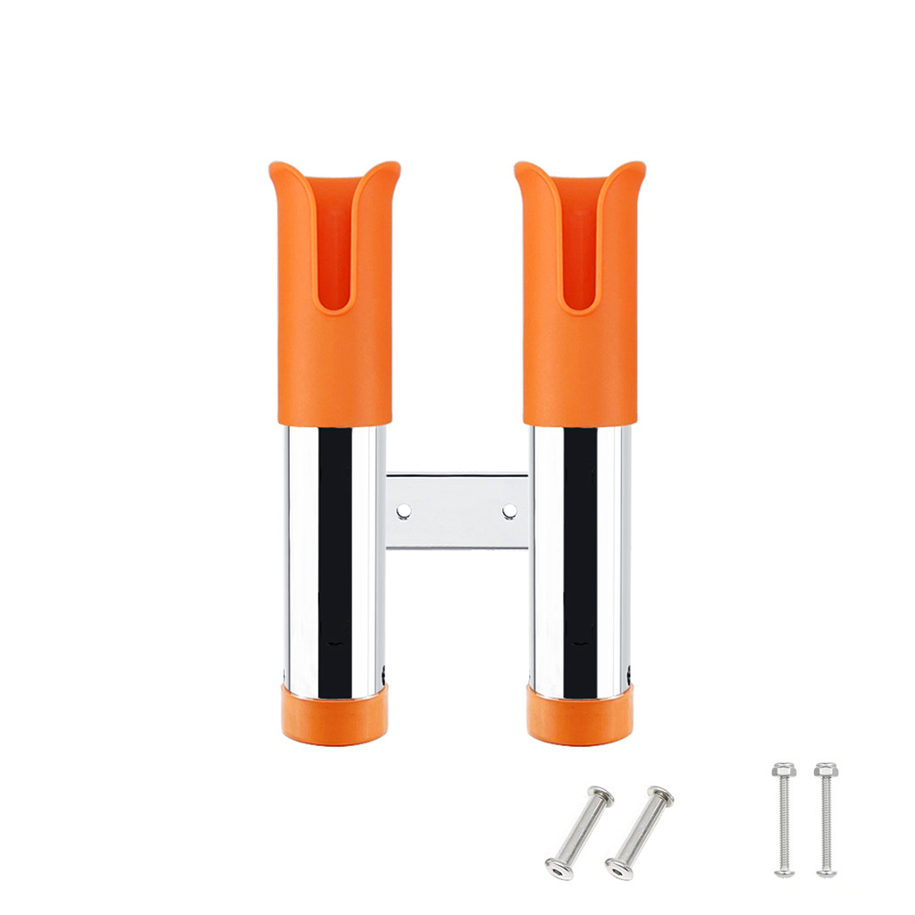 Fishing Rod Holder 2 Tubes Link Slotted Rod holder Boat Fishing Rod Rack Holder Portable Pole Tube Mount Bracket Marine Grade: Orange