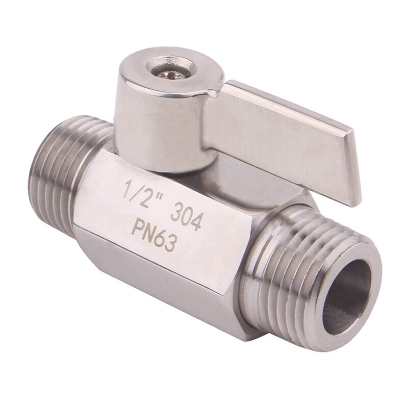 Válvula de bola inoxidable 1/2 pulgadas NPT rosca macho pequeña Mini válvula de bola regulador de flujo de agua Válvula de Control de cabeza