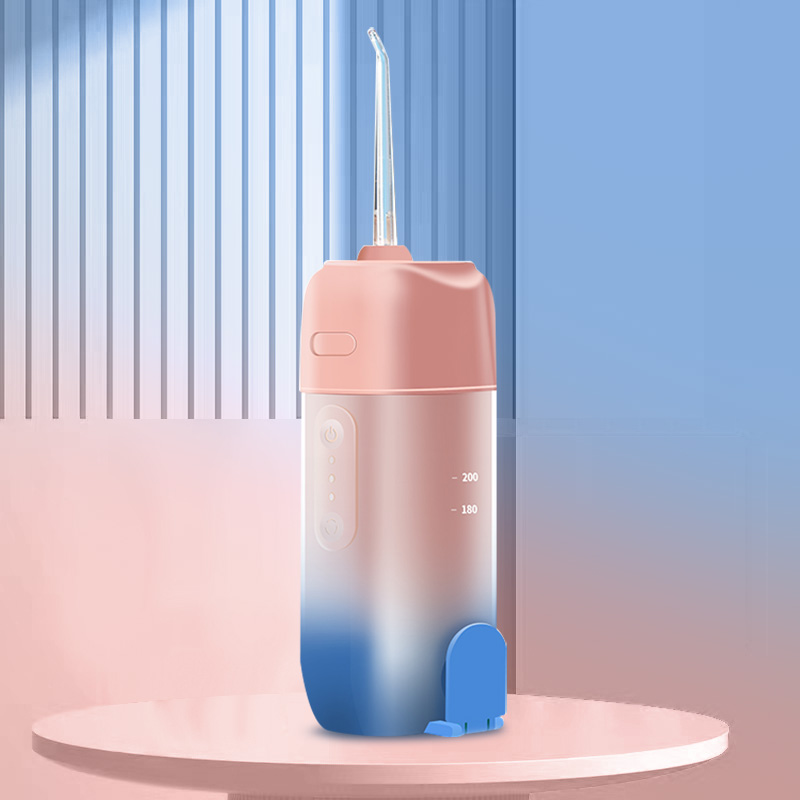 Irrigateur buccal portable aste par USB, hydropulseur dentaire, jet d'eau, cure-dents, 4 embouts, 200ml, machine à laver la bouche: Rose