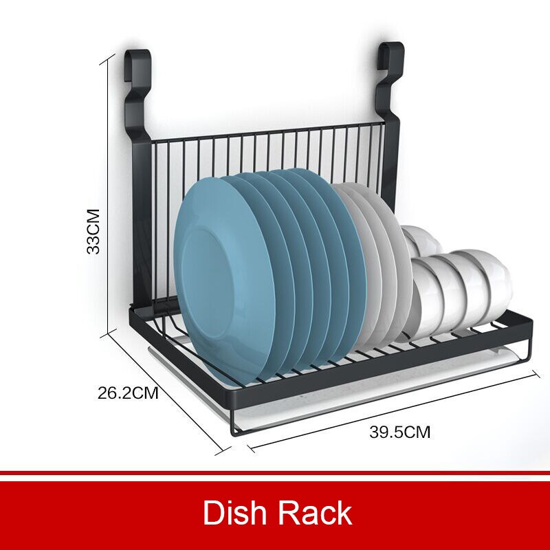 Ponche libre estante de almacenaje para cocina negro Acero inoxidable montado en la pared cuchara especias plato estante organizador de cocina multifunción: F