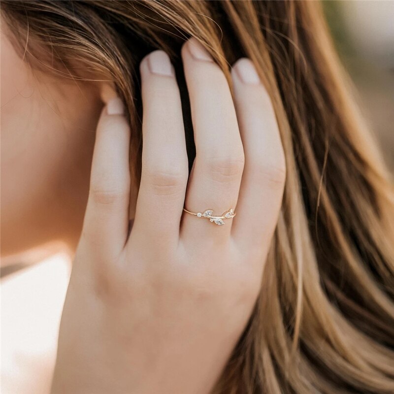 Roxi Minimalisme Drie Blad Kristal Gouden Ringen Voor Vrouwen Zilveren Ringen Sieraden 925 Sterling Zilveren Ringen Ins Trouwringen