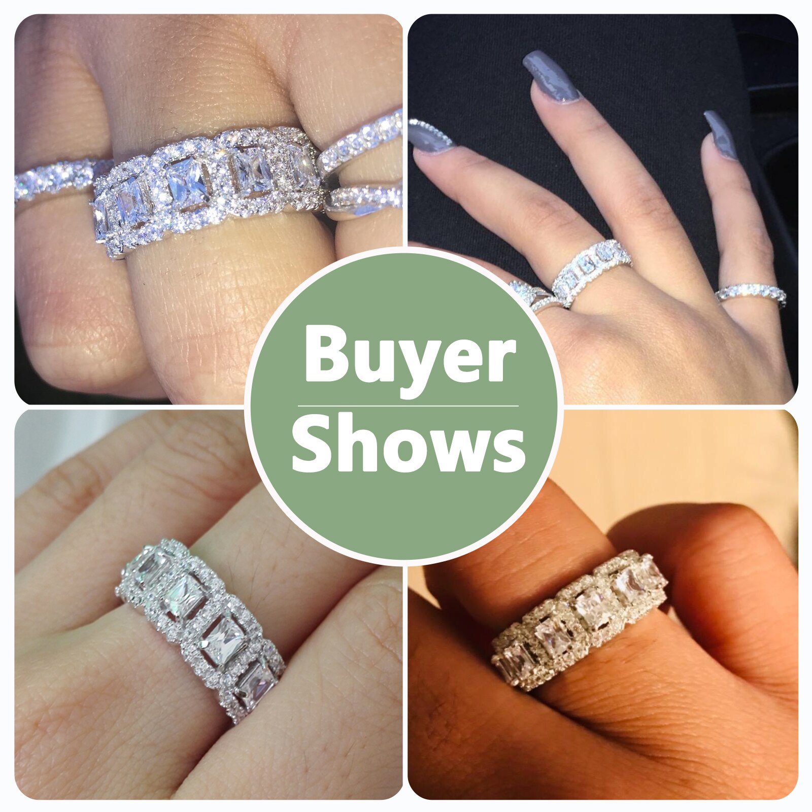 Newshe Solid 925 Sterling Silver Wedding Ring Engagement Band 2 Ct Aaaaa Cz Eternity Classic Sieraden Voor Vrouwen JR4682