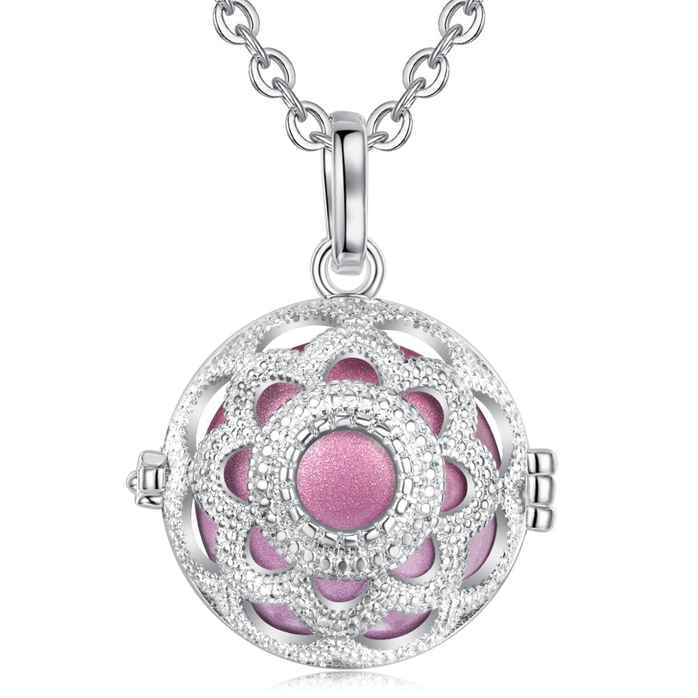 Eudora 20mm Lotus Flower Cage Harmony Ball Chime Bell Pendant Angel Caller Bola Necklace for Baby Pregnancy Jewelry K375: A33