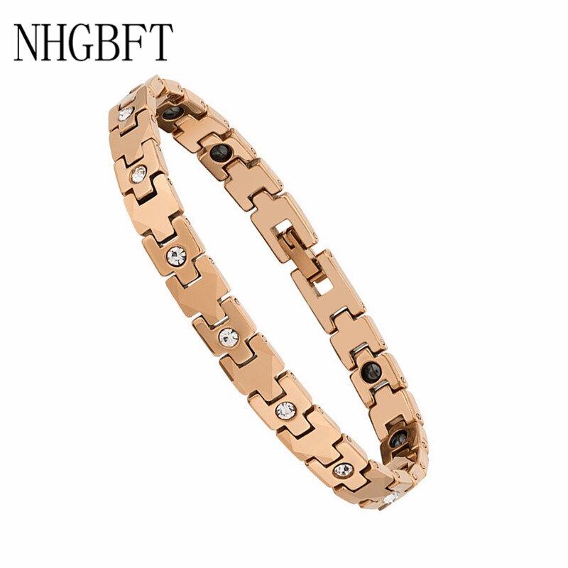 Nhgbft Vrouwen Rose Goud Kleur Tungsten Carbide Armbanden Energiebalans Gezondheidszorg Armband Minnaar Sieraden