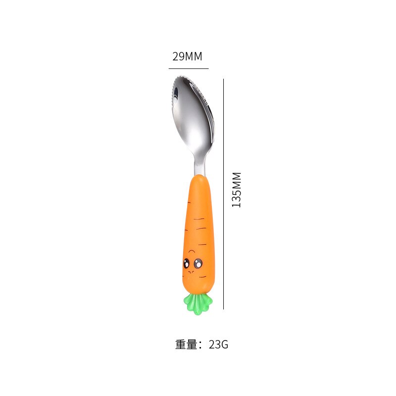 Cartoon Wortel Baby Gadgets Peuter Servies Bestek Servies Kinderen Gebruiksvoorwerp Roestvrij Steelbaby Voeden Gadgets: 01