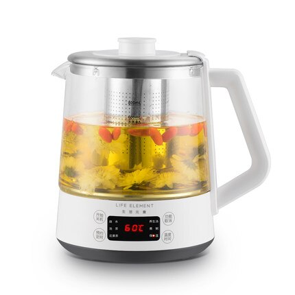 220V multifonctionnel bouilloire électrique verre thé Maker maison cuisine automatique garder au santé Pot avec affichage de la température: White with filter