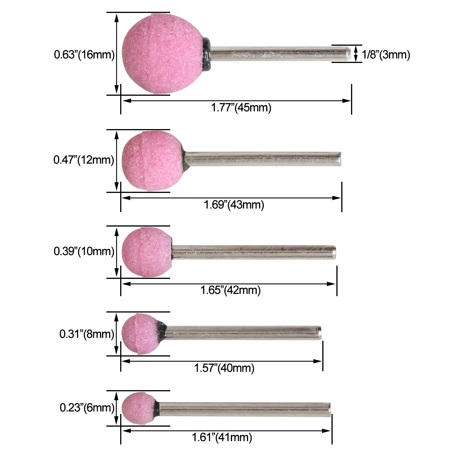 10pcs Ceramic Grinding Head Ball-type Polishing Abrasive Wheel for Rotary Tools Accessary 3mm Shaft Mounted