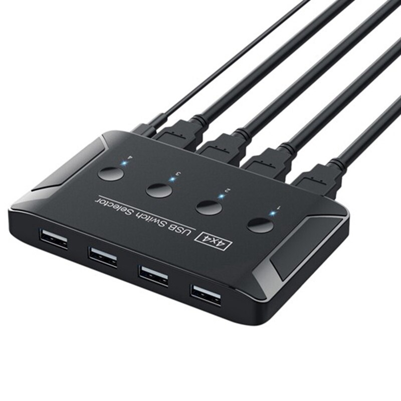 USB KVM Switch 4 in 4 Out USB 3.0 Switch with Extension Cable Keyboard Mouse Printer U Disk Sharing Splitter