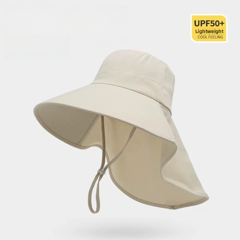 na wolnym powietrzu słońce wiaderko kapelusz dla kobiet Dziewczęcy kapelusz wędkarski Kapelusz z szerokim rondem i osłoną szyi 50+ UPF Ochrona safari czapka: Beżowy