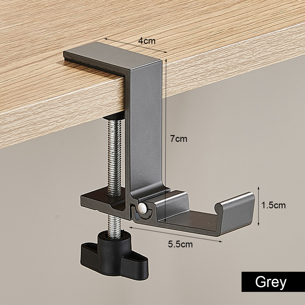 1PC Adjustable Desk Edge Hook Gaming Headset Desk Hanger Backpack Storage Hanging Hook Holder Punch-free Home Office Organizer: light green