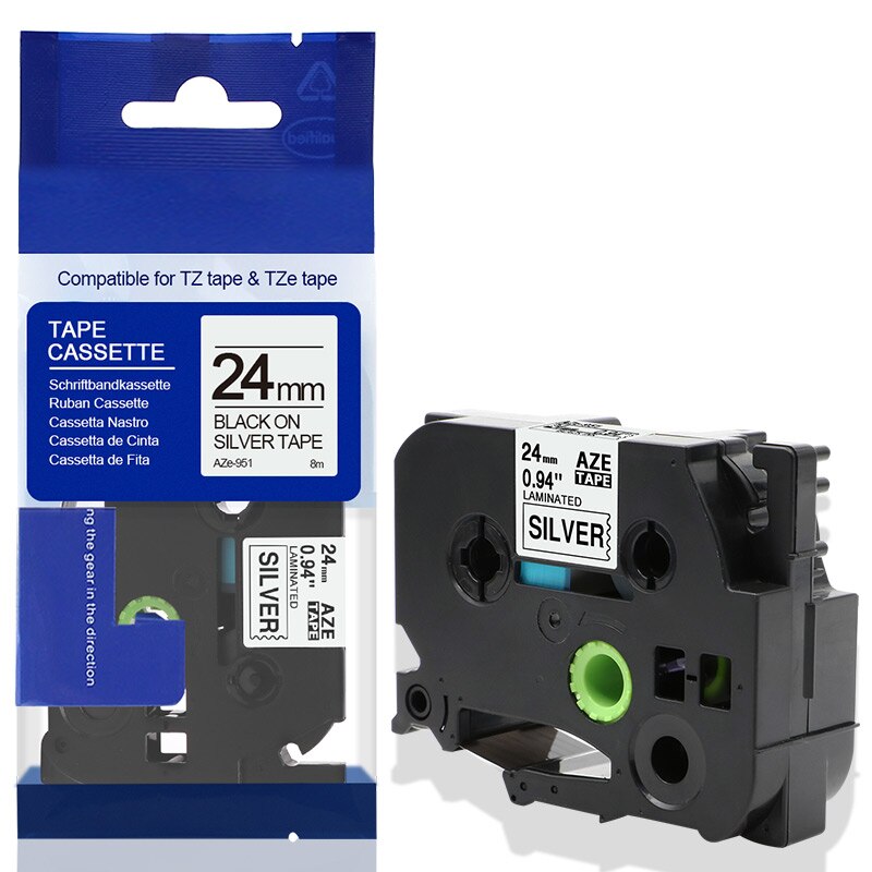 Fimax 1 Pack kompatybilny z Brother TZe651 TZe-251 TZE-451 drukarka do etykiet p-touch TZe-651 czarny na żółtym TZe-151 TZe-251 tze-551: Black on Silver 951