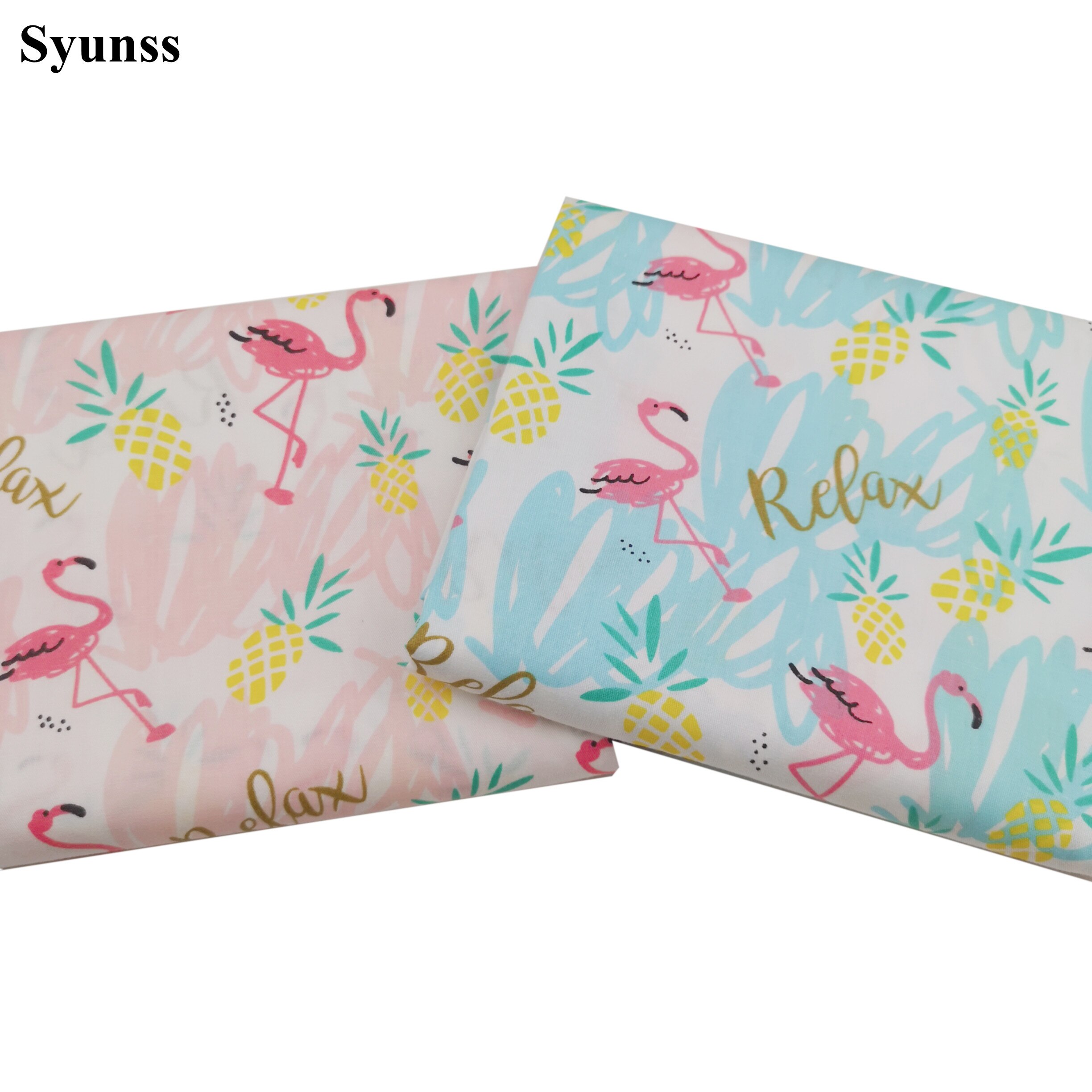Syunss Diy Patchwork Doek Voor Quilten Wiegen Kussens Jurk Naaien Tissus Blauw Roze Flamingo Gedrukt Katoen Stof Tecido