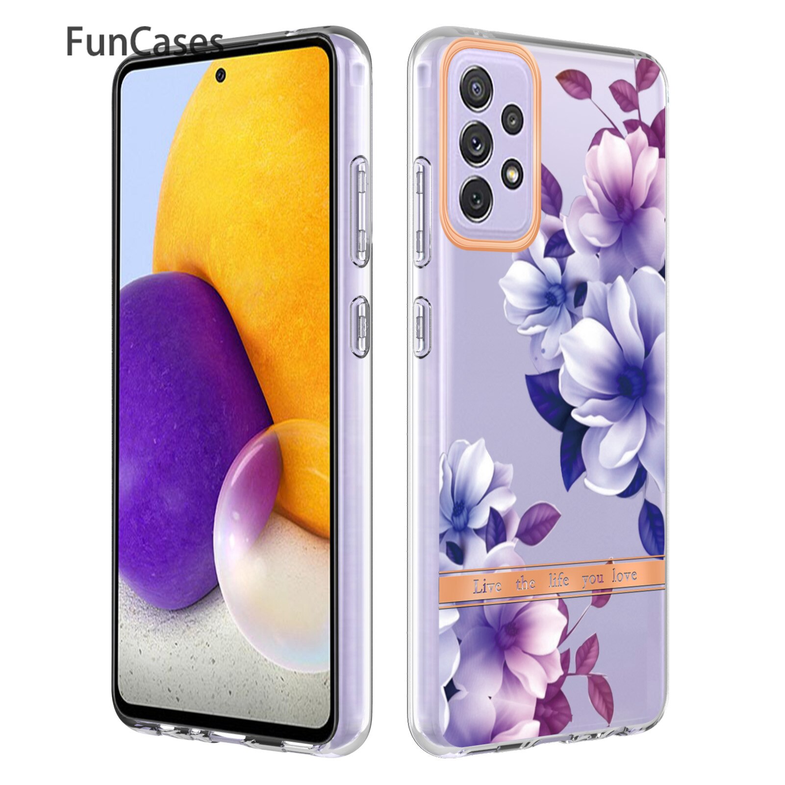 Custodia per telefono blu peonia per accessori Samsung A72 Caso custodia in tessuto con strass Cove per Samsung Galaxy armor A72 4G custodie: For Samsung A72 4G / Purple Begonia capa