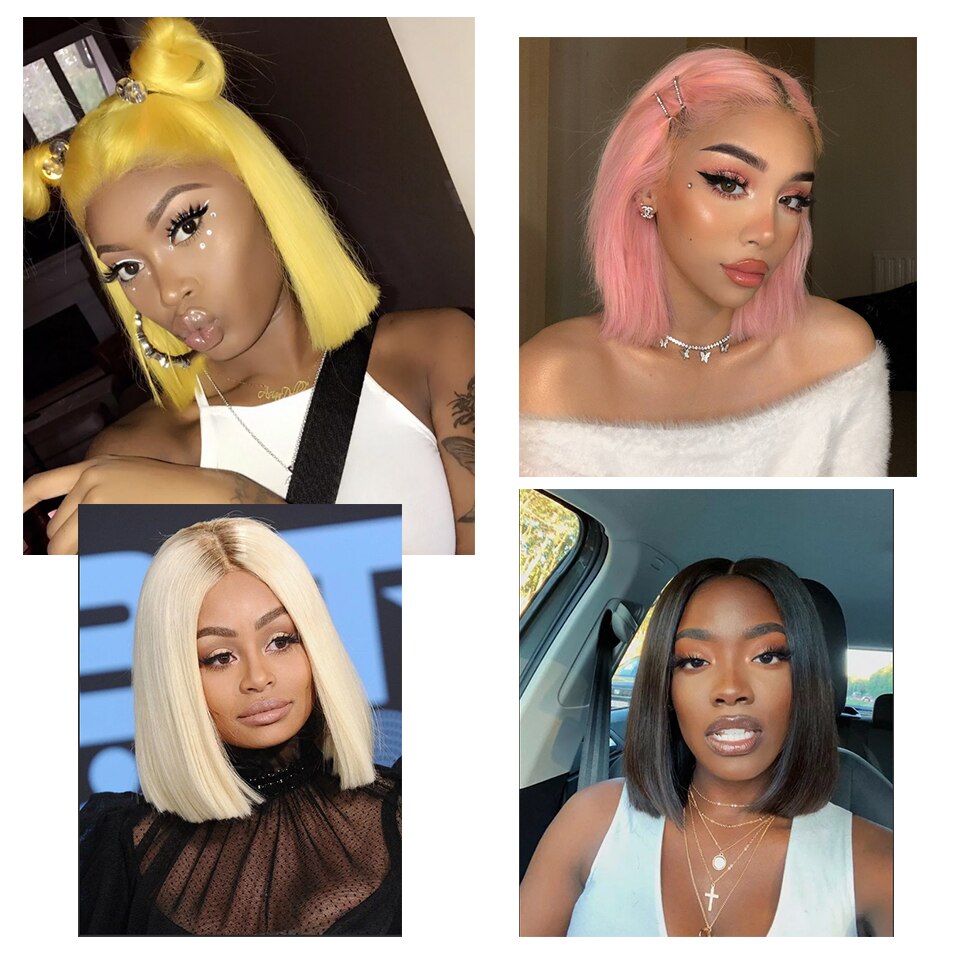 Ik Een Pruik Korte Rechte Synthetische Lace Front Pruik Blonde Roze Zwart Kant Pruiken Voor Zwarte Vrouwen Natuurlijke Pruiken