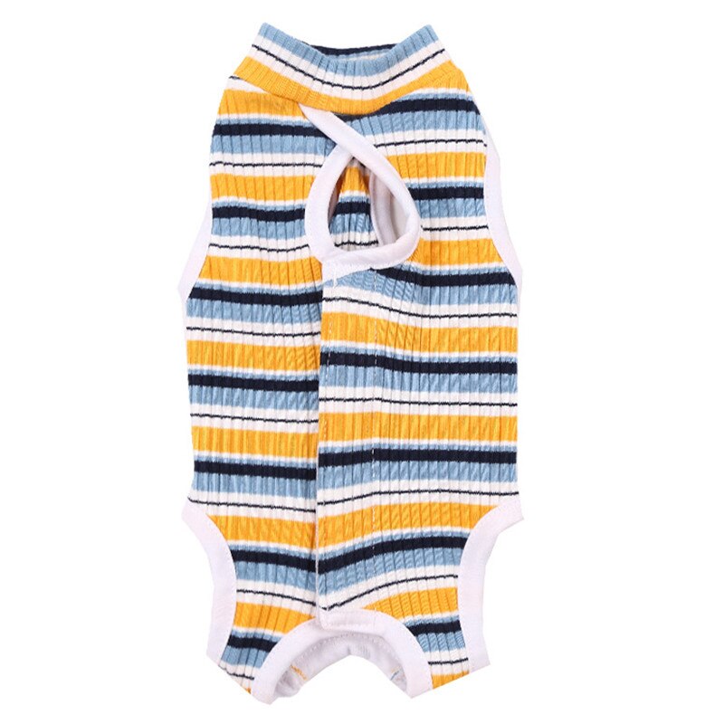 coton chat stérilisation chirurgie vêtements sevrage vêtements respirant physiologique vêtements rayé vêtements pour animaux de compagnie médicament: YELLOW / XL