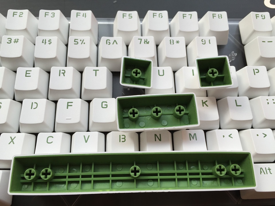 Double shot 108 key complete set White green words PBT keycap OEM Profile For MX Switches Mechanical Gaming Keyboard
