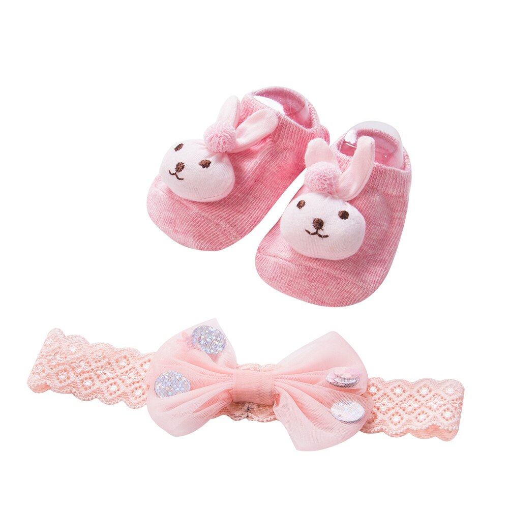 Lovely Baby Girl Socks and Headband Set Flower Bowknot Crown Headwrap + Booties Socks 2Pcs Set: G