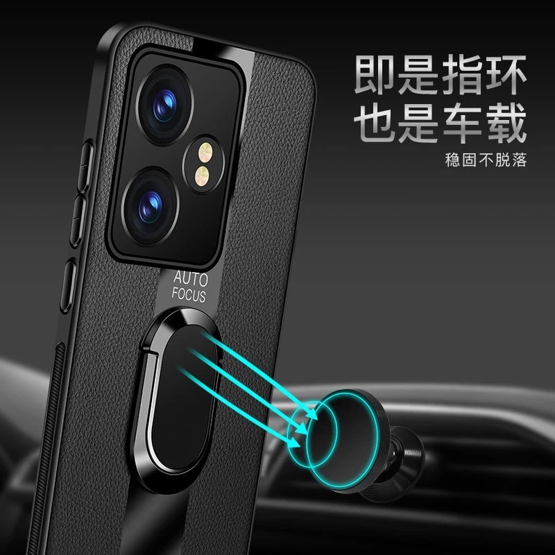 Voor Realme GT Neo 6 Case Magnetische Ring Back Cover Voor Realme GT Neo6 6 SE GT6 6T Luxe lederen Capa Siliconen Schokbestendige Bumper
