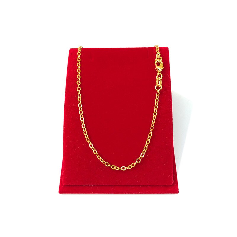 24K Gold-Filled Necklaces For Women 1-2mm Link Chain Necklace Fit Pendant Collier Femme Choker African Gold Jewelry: 1mm