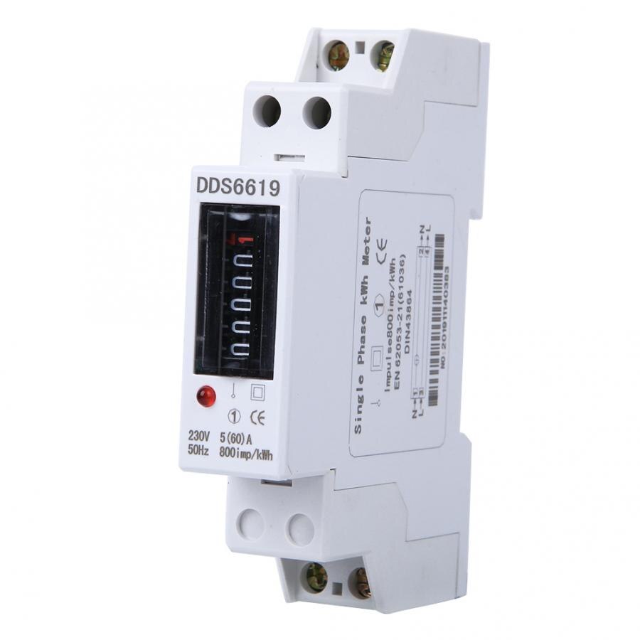 Energy Meter Din Rail 1P Single-Phase Counter Household Appliances 230V DDS6619-001 digital wattmeter
