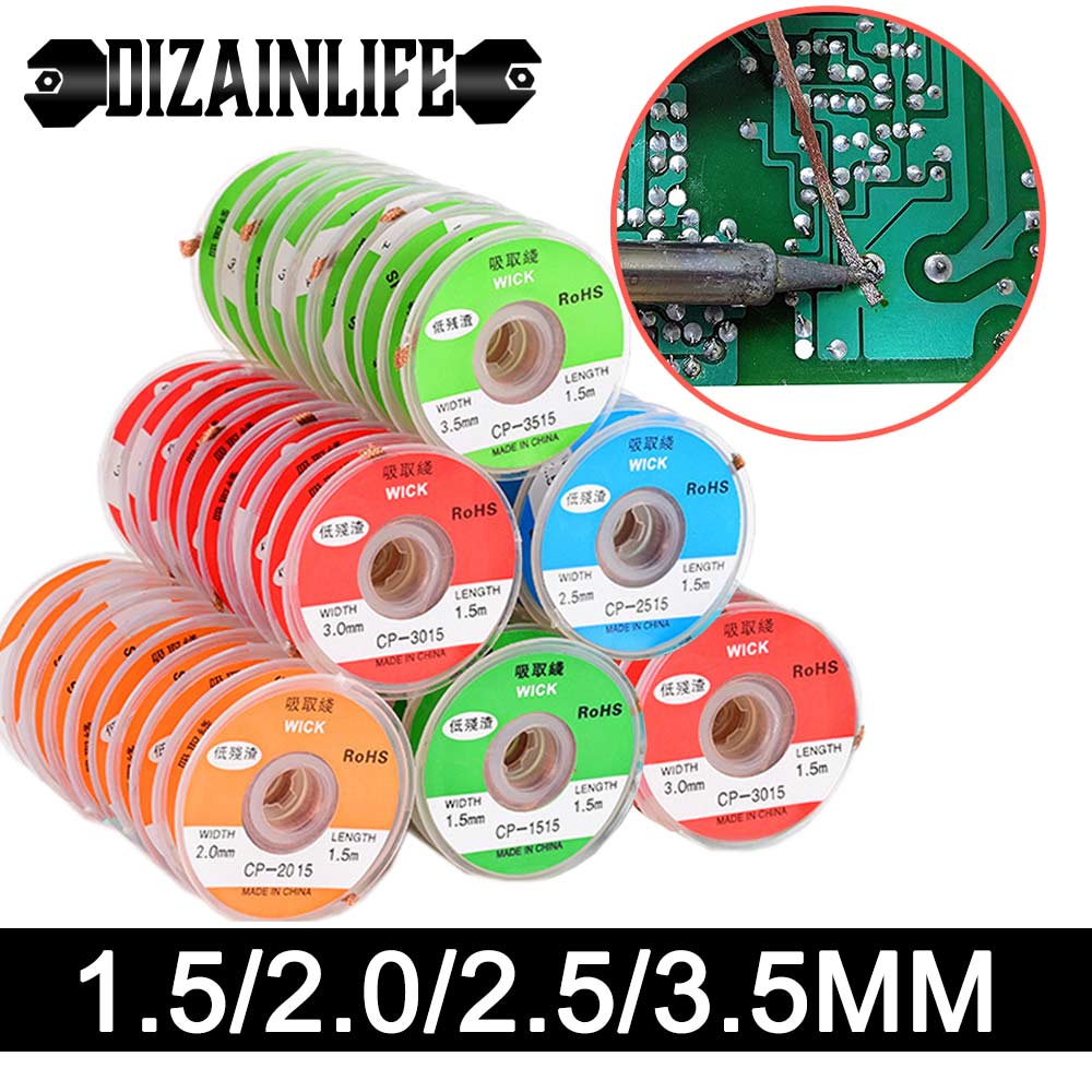 Flux Solder Wire Desoldering Braid Solder Remover Wick Wire Lead Cord Flux for Soldering BGA Repair Tool 1.5mm 2mm 2.5mm 3.5mm