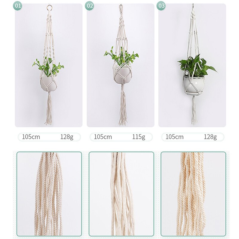 100% Handmade Macrame Plant Hanger Flower /Pot Hanger For Wall Decoration Countyard Garden Hand-knitted Hanging Home Decoration