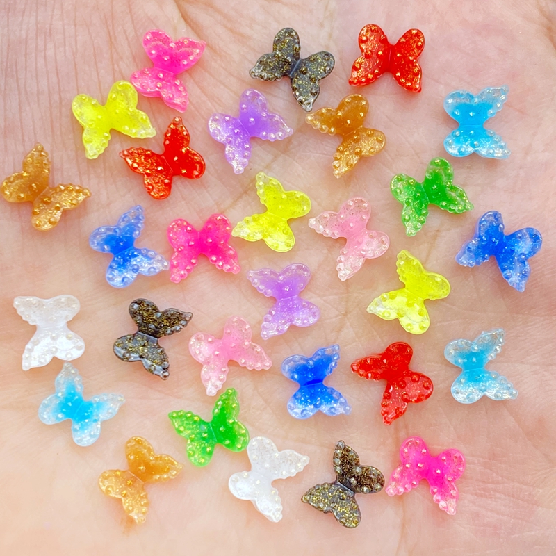 60Pcs Cute Mixed Mini 3D Butterfly Flat Back Resin Cabochons Scrapbooking DIY Jewelry Craft Decoration Accessorie K34