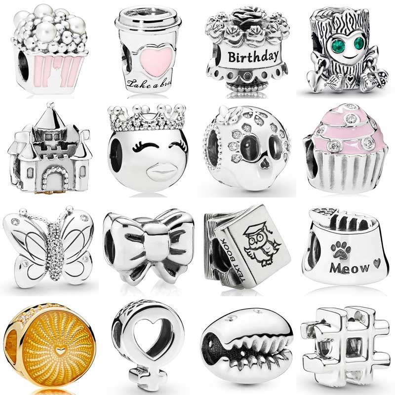Pandora takeaway café delicioso pipoca pérolas doce árvore monstro charme 925 prata esterlina contas caber pulseira jóias diy